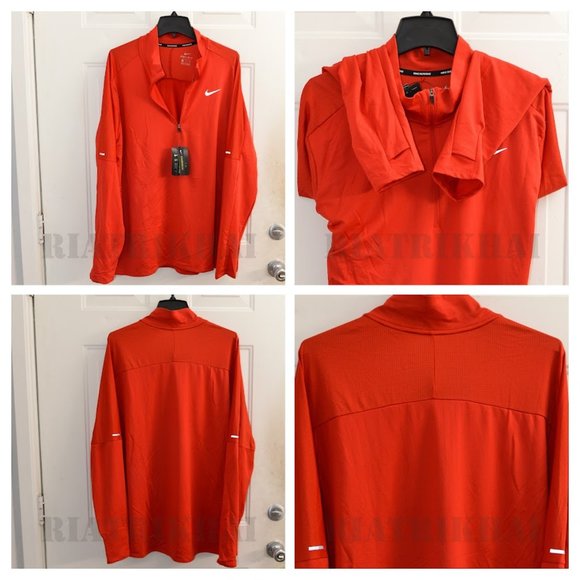 RED NWT Men's Half (1/2)Zip Running Top Dri-Fit Nike with Thumb‎ holes - Picture 1 of 8